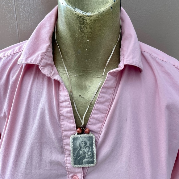 Artisan Beaded VINTAGE SCAPULAR Ribbon NECKLACE - Picture 2 of 6